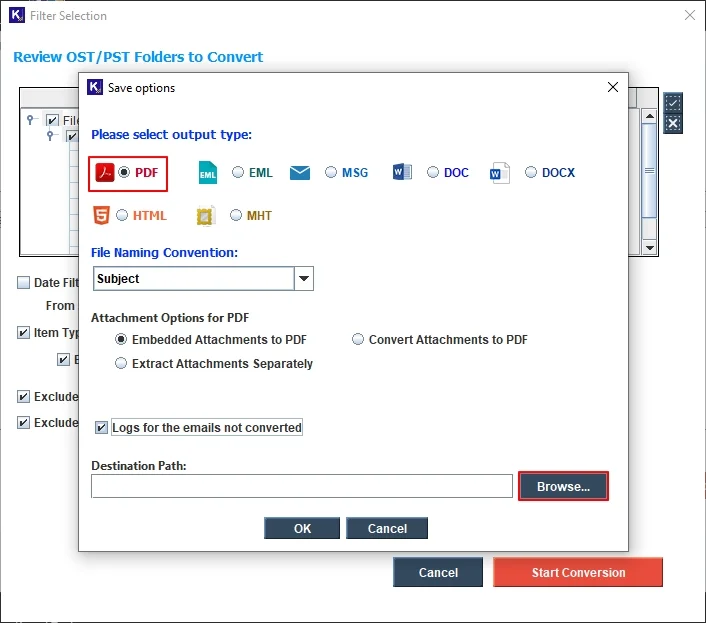 slect output as PDF